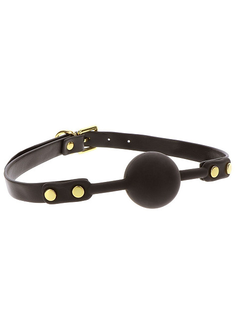 Кляп-кулька з золотою фурнітурою Taboom Ball Gag, чорний Sex Aura Київ - фото 4