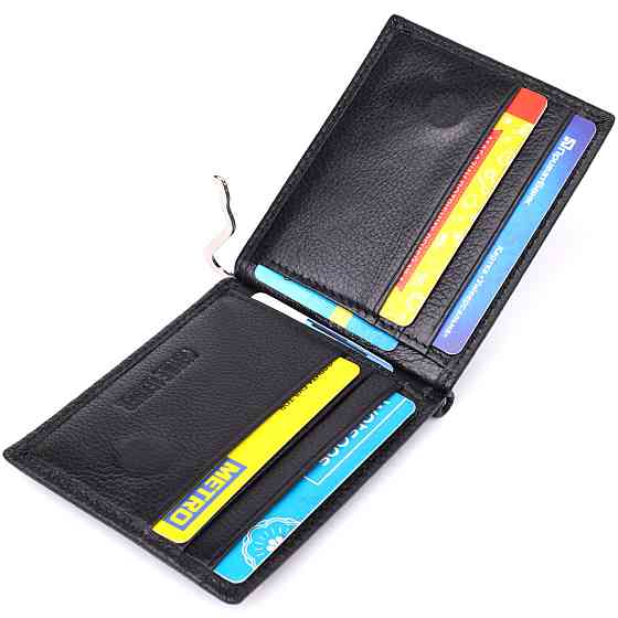 Мужской кошелек с металлическим зажимом из натуральной кожи ST Leather 23092 Черный Киев