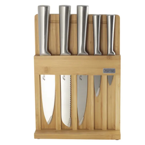 Набір ножів 6 предметів (5 ножів + дошка) на дерев'яній підставці нержавіюча сталь 5168 KAMILLE Житомир - фото 6