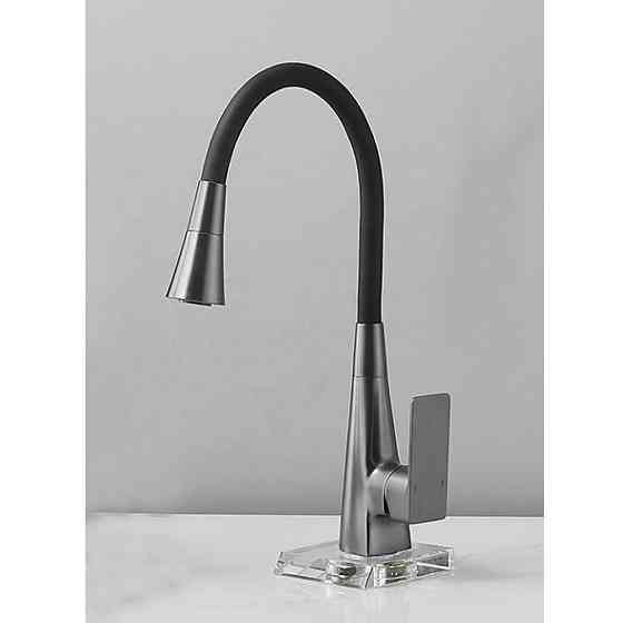 Смеситель для кухни Mixxus Etna 014-T (NUT) Graphite Refl.Black латунный (Цвет графит+силконовый излив черный) (MI8422) Черновцы