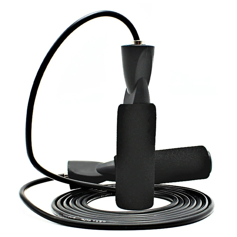 Скакалка швидкісна, гімнастична для тренувань і кросфіту з підшибниками, спортивна довжина 2.8 м, чорна Кам'янець-Подільський - фото 3