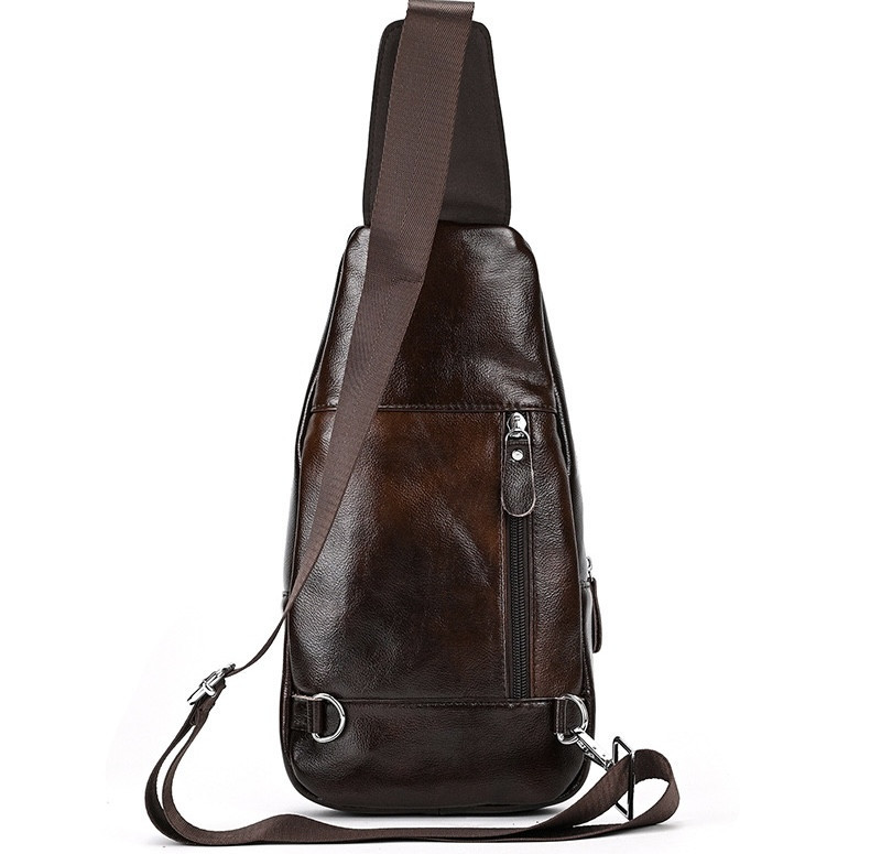 Чоловіча коричнева шкіряна сумка-бананка TIDING BAG Київ - фото 1