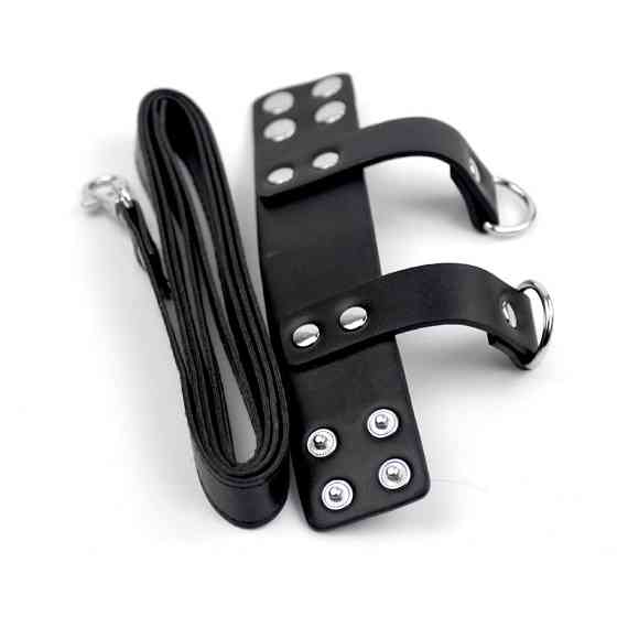 Мужской бандаж для вытягивания пениса из искусственной кожи 130 см черный Винница