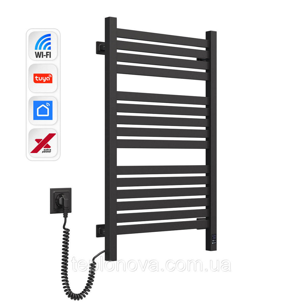 Електрична сушарка для рушників NAVIN Авангард X 480х800 Sensor з WI-FI лівобічна, чорний муар Чернівці - фото 2