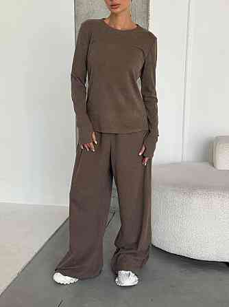 Женский теплый базовый костюм двойка из турецкого микрофлиса Мокко Одесса