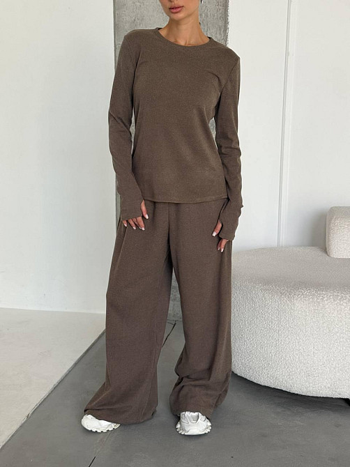 Женский теплый базовый костюм двойка из турецкого микрофлиса Мокко Одесса - изображение 1