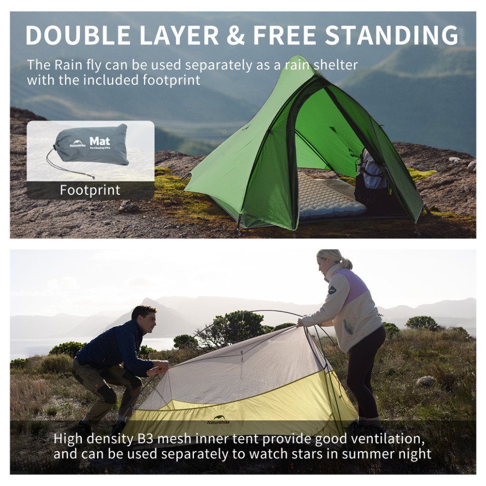 Двухместная сверхлегкая палатка Naturehike Cloud Up Pro CNK2350WS020 20D (Темно-зеленый) Киев - изображение 5
