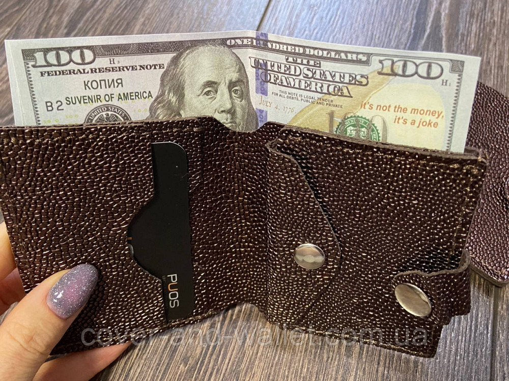 Маленький жіночий гаманець бронзового кольору з натуральної шкіри PS Leather Київ - фото 6