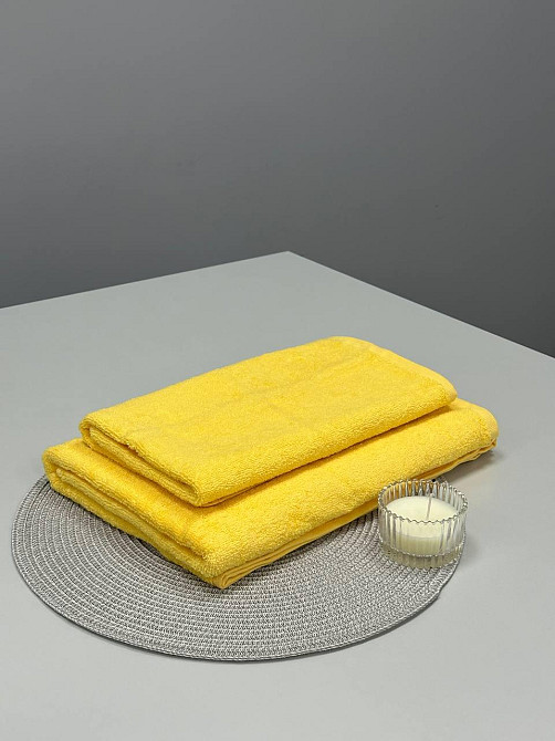 Комплект полотенец однотонных Ideal Textile 50х90см + 70х140см 400 г/м2 (56860932) Жовтий Черновцы - изображение 2
