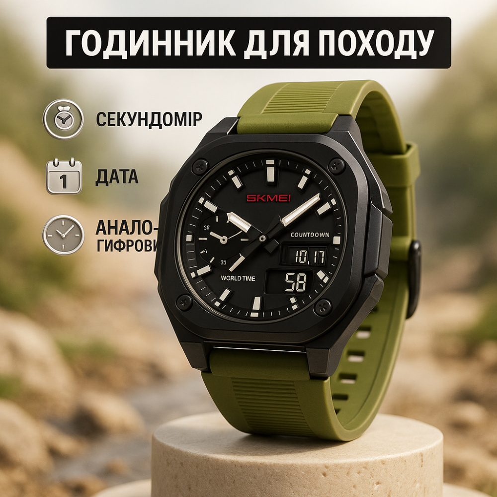 Часы военные с официальной гарантией SKMEI, Стильные спортивные часы для активного отдыха EG-72 Львов - изображение 2