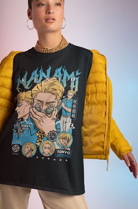 Футболка з аніме принтом Магічна битва оверсайз (S/M/L) Чорний AnimeJ1120 Дніпро - фото 4