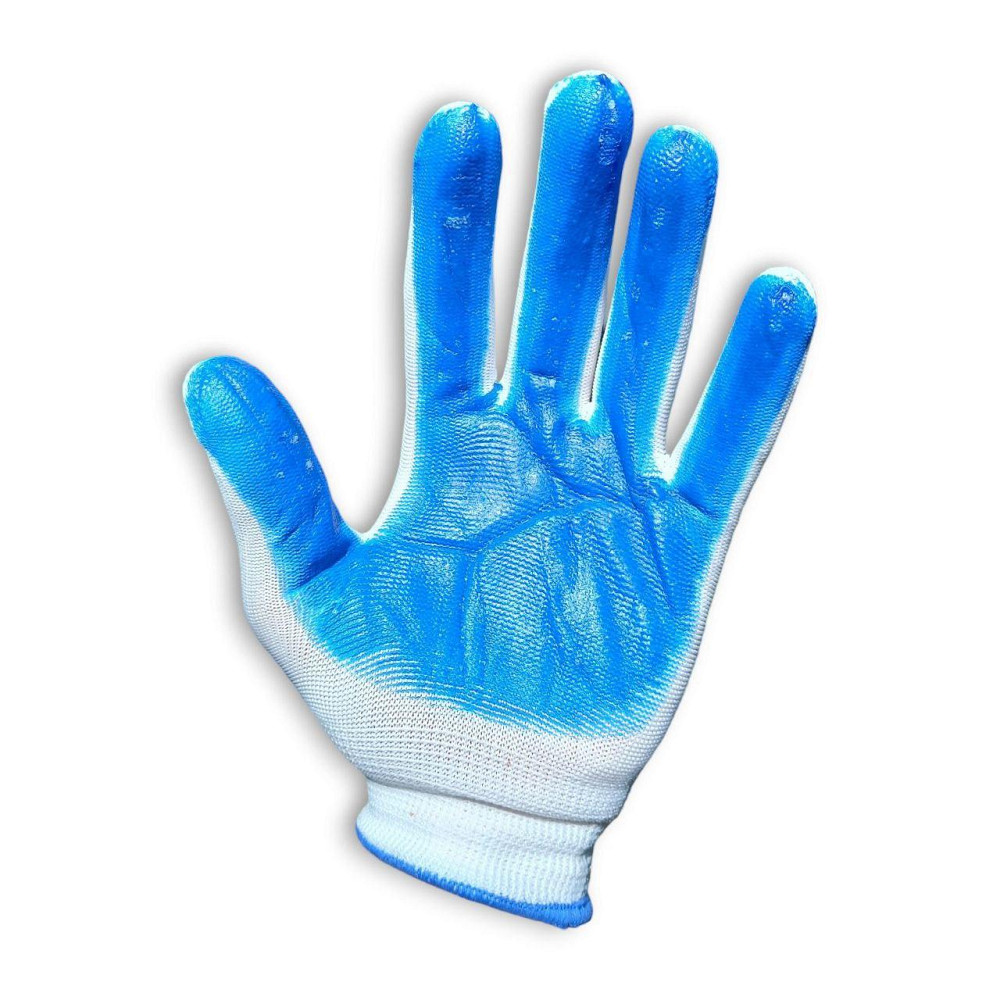 Рукавички робочі господарські стрейч латекс залиті Сині Харків - фото 2