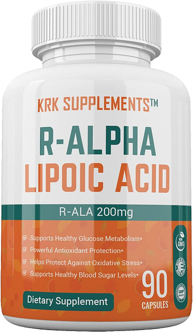 R-альфа-ліпоєва кислота Krk Supplements R-Alpha Lipoic Acid 200 mg 90 caps Луцьк - фото 1