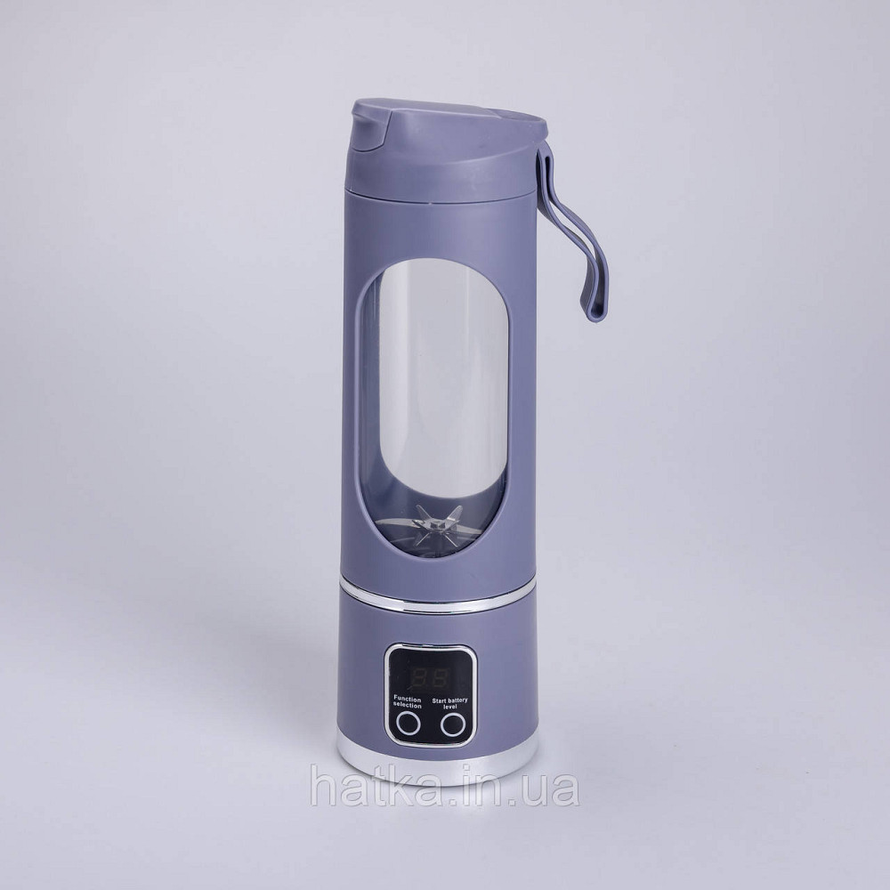 Портативний блендер для смузі на акумуляторі 450 мл блендер пляшка 25 Вт USB Сірий Київ - фото 1
