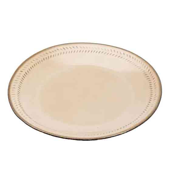 Тарілка сервірувальна кругла порцелянова 22.5 см бежева HP23378 Коломия
