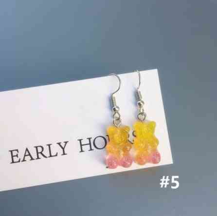 Детские сережки желейные мишки, с блетсками, желтый+оранжевый - размер 1,6*1см, смола Киев