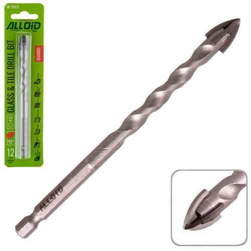 Свердло по склу та кераміці QUADRO 12мм, хвостовик HEX 1/4" Alloid, L= 120mm Одеса