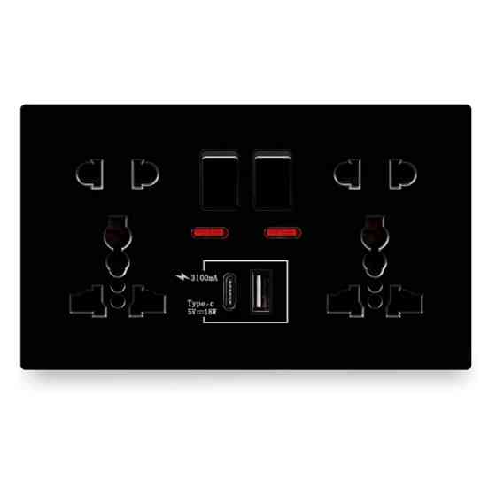 Універсальна розетка Delviz з кнопками живлення, індикаторами, USB-A і USB-C | Сумісна з вилками США, ЄС, Британії та Азії Миколаїв