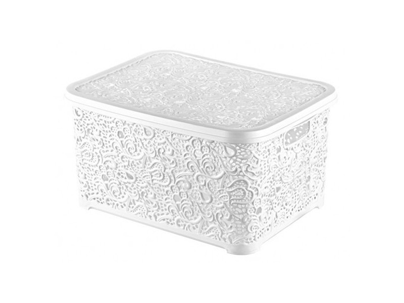 Кошик з кришкою ажурний, Efe plastics 10 л, білий Одеса - фото 1