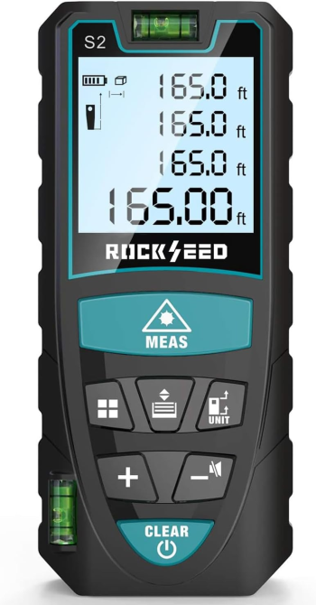 Лазерний далекомір RockSeed S2 100 м, точність ±1,6 мм, 2 бульбашкові рівні, IP54, LCD-дисплей Київ - фото 2