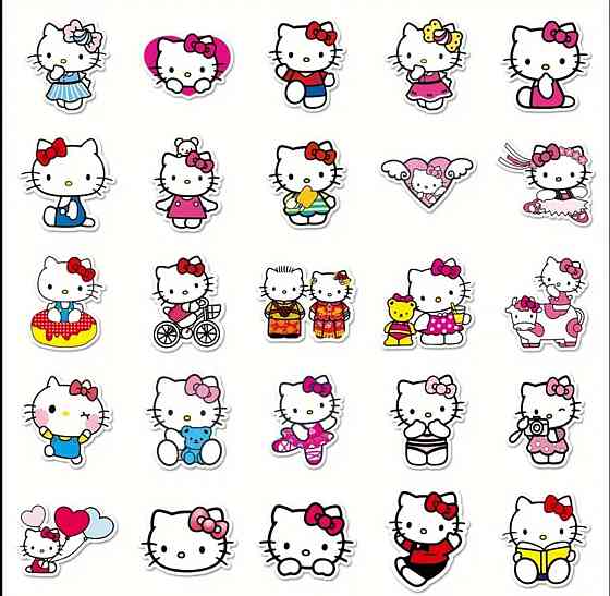 Стикеры с милым котиком в стиле Hello Kitty, 50 шт Киев