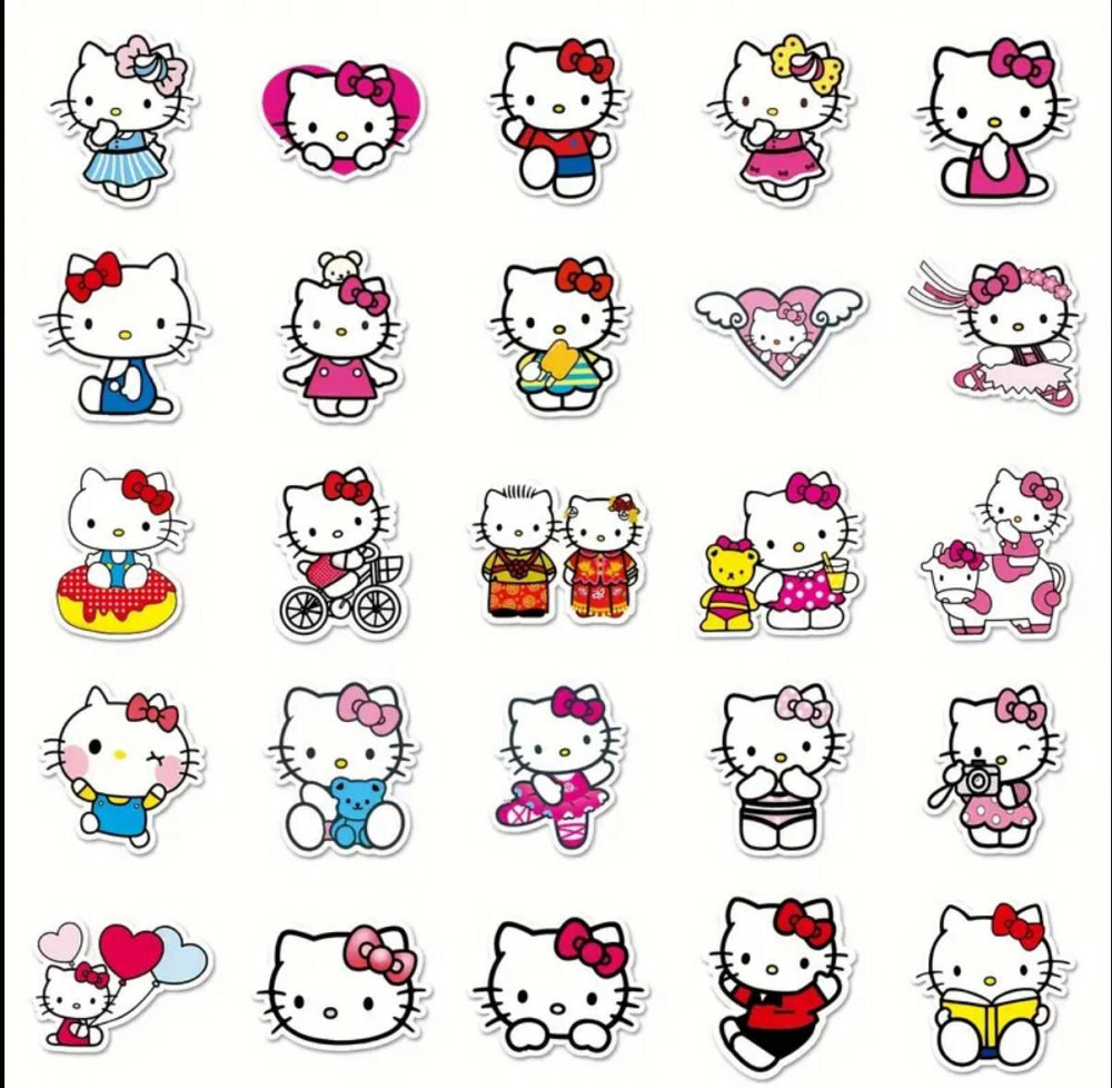 Стікери з милим котиком у стилі Hello Kitty, 50 шт Київ - фото 5