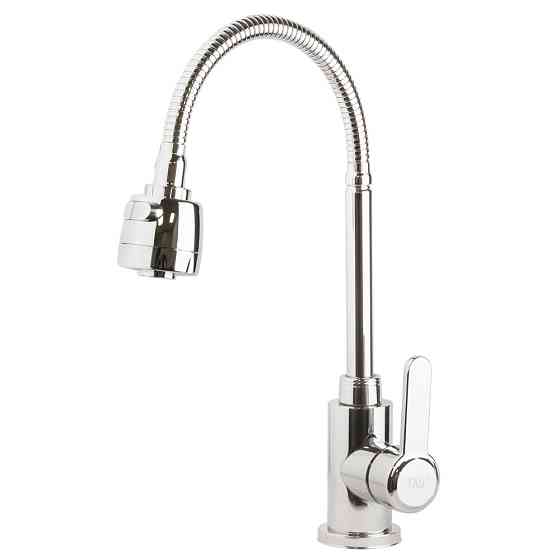 Змішувач s18 Ø35 для кухні вилив гофрований на гайці SS TAU (9818110) Київ