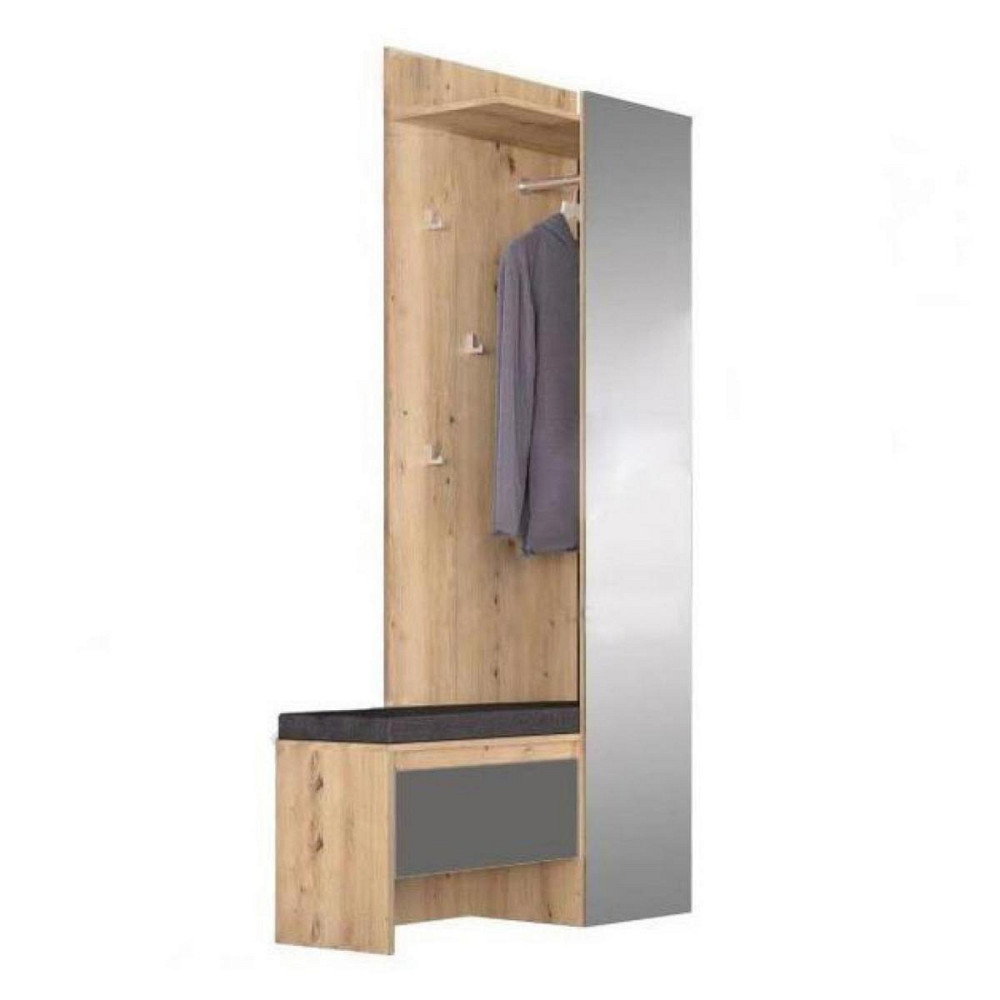 Передпокій Шафа Торіно без подушки 900х1960х383 - Дуб Артизан + Сірий Львів - фото 2