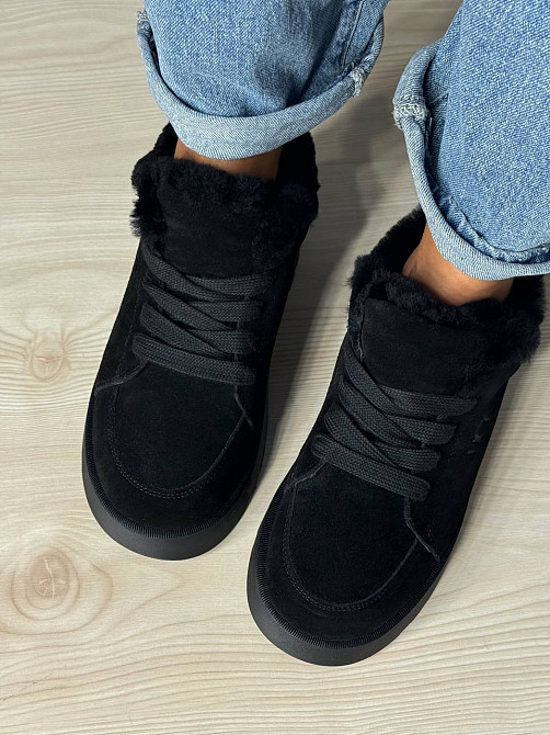 Черевики жіночі Hengji 278-1 натуральна замша в стилі уггі утеплені короткі чорні, 36, 23 см Київ - фото 8