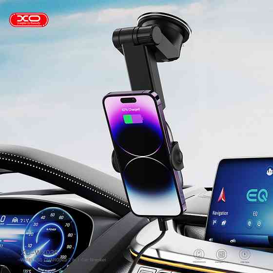 Тримач телефону автомобільний XO з бездротовою зарядкою WX038 15W Transparent Car Wireless Charging чорний Львів