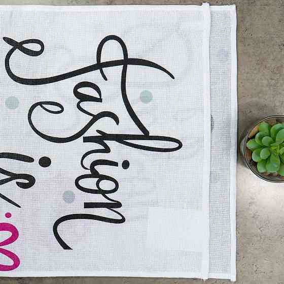Кухонний рушник рогожка з принтом Fashion is my passion GM Textile 35х61см 180г/м2 (Біло-рожевий) Суми