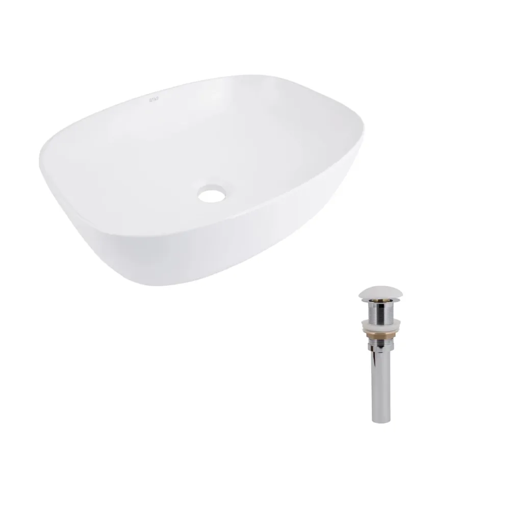 Комплект Qtap Cardinal: Раковина накладная 600x380x140 мм, White, овальная + Донный клапан Pop-up PU02 Киев - изображение 7