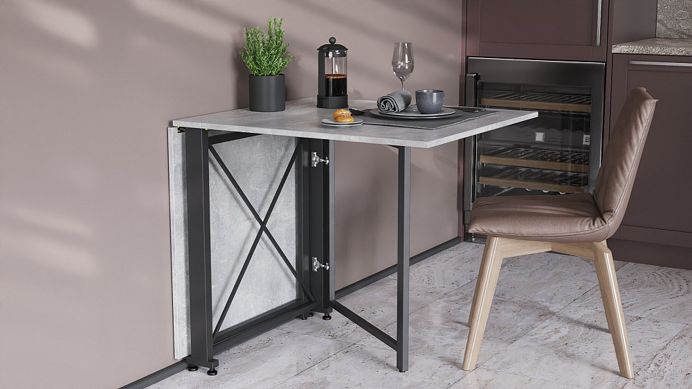 Стіл-книга трансформер Оріон 2 Ferrum-decor 750x1520x730 Чорний метал ДСП Бетон 16 мм (FRD-104589) Дніпро - фото 7