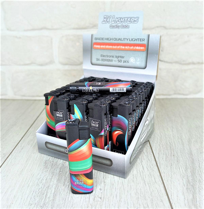 Зажигалка турбо-пламя Еlectronik 3X-110 Микс цвета уп/50шт Харьков - изображение 3