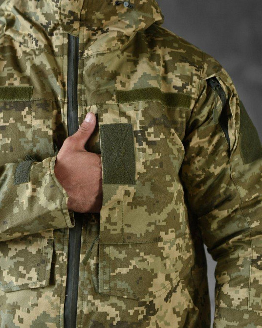 Тактическая куртка мужская пиксель бушлат теплая на подкладке держит тепло тела с капюшоном S Одесса - изображение 19