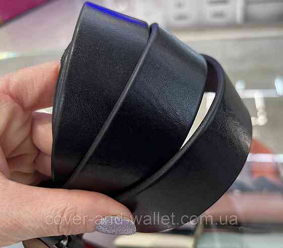 Женский ремень под брюки и джинсы из итальянской кожи с класической пряжкой 35 мм Puos Чорный Киев