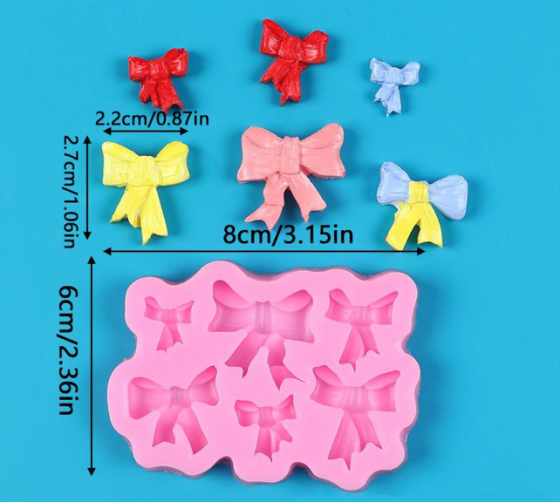 Силиконовый молд Бантики 80 на 60 мм розовый Киев