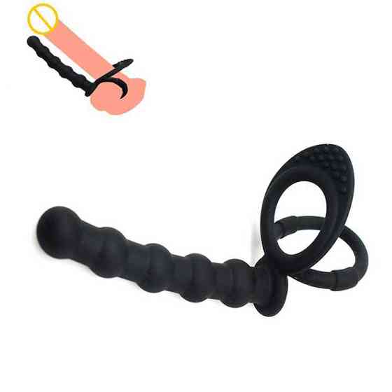 Ерекційне кільце з фалоімітатором для подвійного проникнення – Анальні іграшки Вінниця