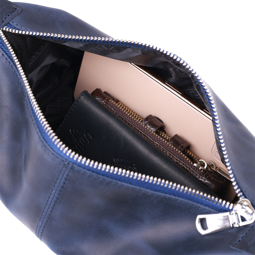 Добротная кожаная косметичка Shvigel 16401 Синий Киев - изображение 5