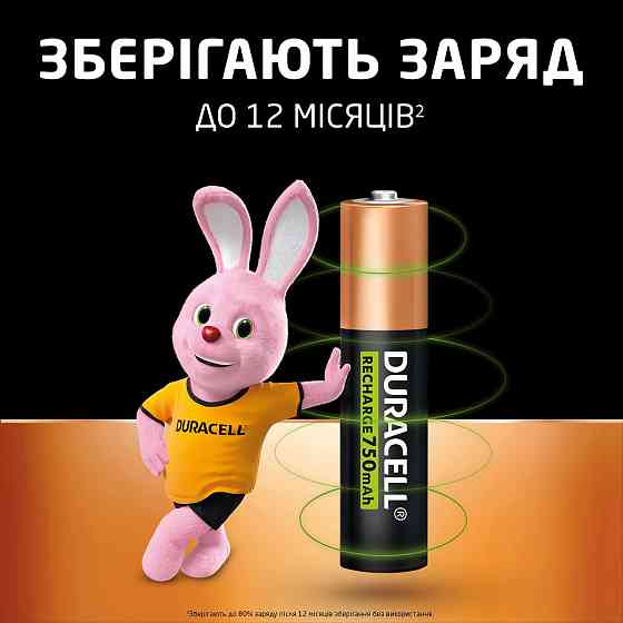 Акумулятори Duracell Rechargeable AAА 750 mAh, 4 шт. (6832571) Київ