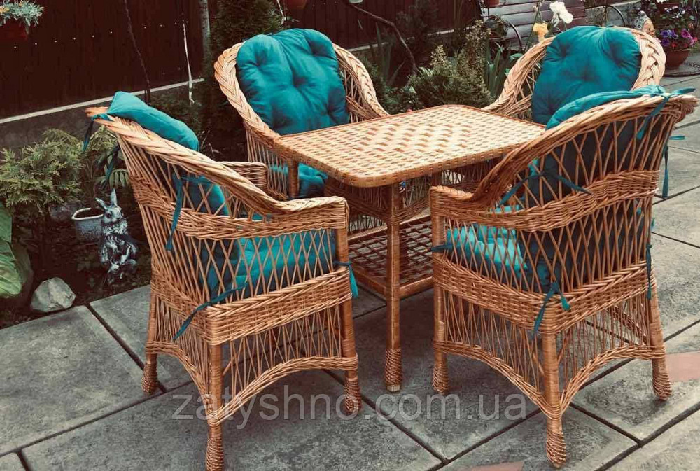 Плетені меблі з накидками |  Комплект плетених меблів | меблі з лози зі столом Київ - фото 2