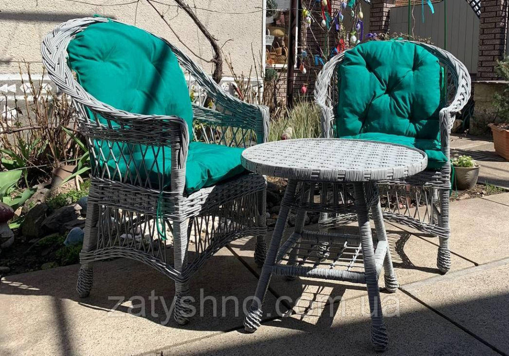 Серая плетеная мебель из лозы с накидками Киев - изображение 4