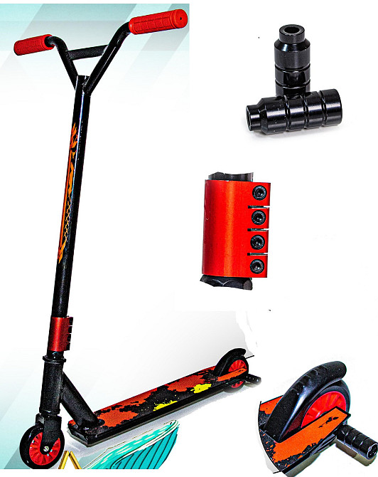 Труковий самокат Maximal Exercise від Scale Sports на підшипниках Abec-7. Червоний колір Одеса - фото 2