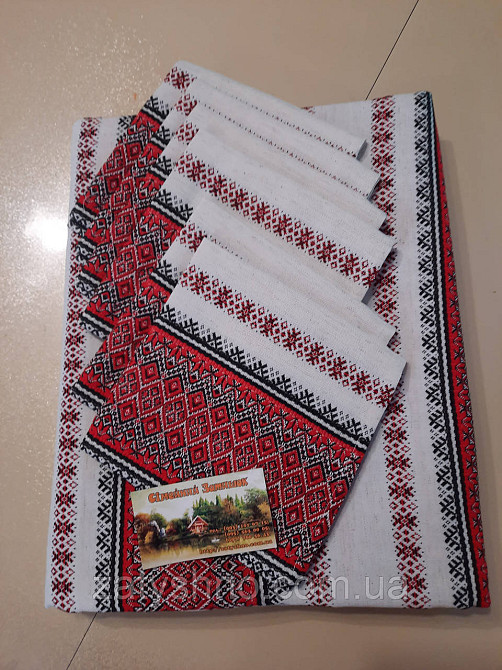 Червона скатертина вишита комплект Київ - фото 4
