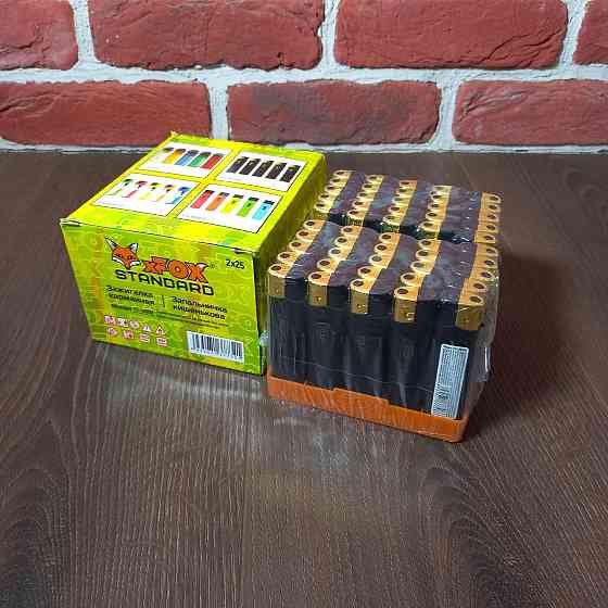 Зажигалка прорезиненная черная уп/50шт Фокс Харьков