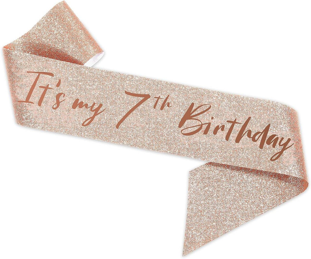 Набор SZHUIHER на 7 лет для девочки — тиара, пояс Birthday Girl, заколка и топпер, розовое золото Киев - изображение 2
