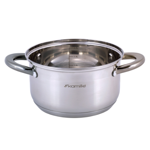 Каструля нержавіюча сталь 2л з кришкою порожнисті ручки 4921 KAMILLE Житомир - фото 5