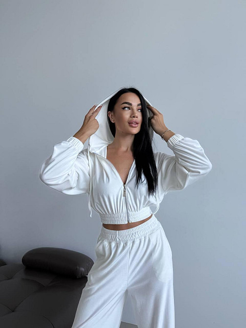 Жіночий прогулянковий оверсайз костюм двійка: кофта і штани турецький велюр Одеса - фото 8