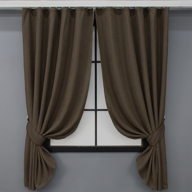 Комплект коротких штор VR-Textil Мікровелюр SPARTA № 1036ш Мокко 130х170 см 2 шт (35-0150) Київ - фото 1