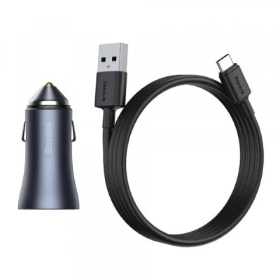 Зарядное устройство Baseus 2xUSB QC3.0 + cable USB to USB-C 40W Golden Contactor Pro dark gray (TZCCJD-A0G) Винница - изображение 4